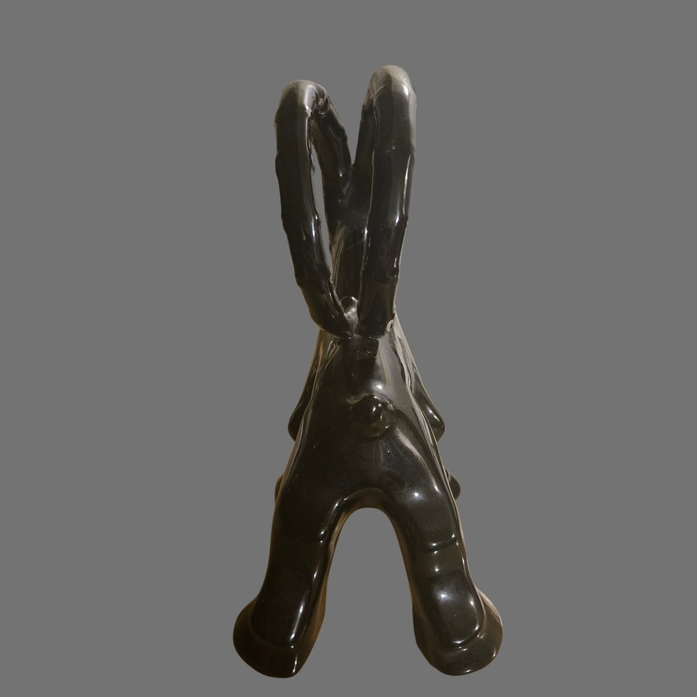 Vtg Royal Haeger Mid Century Modern Black Gloss Ceramic Ibex Ram bookend MCM set - Picture 6 of 11